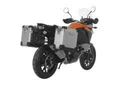 ZEGA Pro aluminium pannier system for KTM 1050 Adventure/ 1090 Adventure/ 1290 Super Adventure/1190 Adventure/ 1190 Adventure R          Volume 38/45, Pannier rack colour Silver, Colour Alu Natural