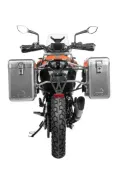 ZEGA Mundo aluminium pannier system for KTM 390 Adventure ZEGA Mundo aluminium pannier system 31/38 litres with stainless steel rack for KTM 390 Adventure Volume 31/38, Pannier rack colour Silver, Colour Alu Natural