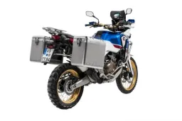 ZEGA Mundo aluminium pannier system for Honda CRF1000L Africa Twin (2018-) / CRF1000L Adventure Sports    Volume 38/45, Pannier rack colour Silver, Colour Alu Natural