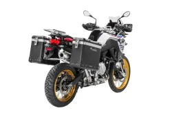 ZEGA Pro aluminium pannier system for F900GS Adventure, F850GS/ Adventure, F800GS(2024-), F750GS       Volume 38/45, Pannier rack colour Black, Colour Alu Natural